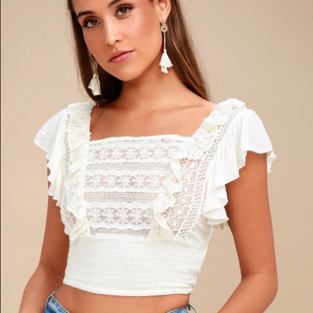 Free People Bridget Lace Crochet Crop Top